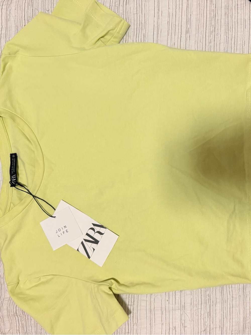 Zara Lime Green Crew Neck Tee